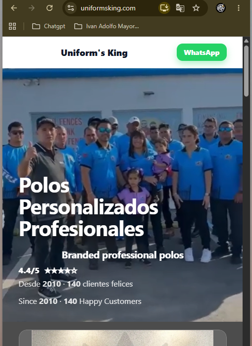 Sitio web de Uniforms King